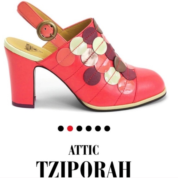 John Fluevog The Attic Tziporah Appliqué Slingback in Raspberry 8.5 - Picture 4 of 15